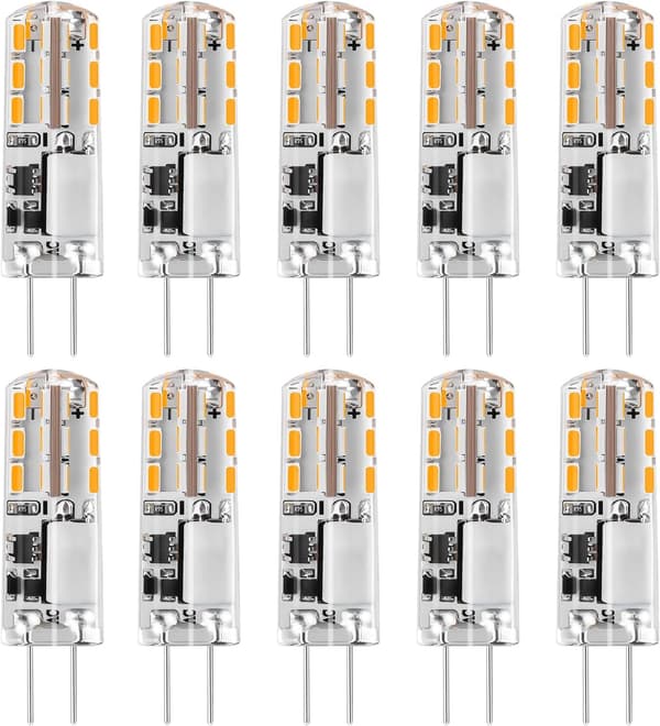 [BT02]10x G4 LED-lampor 12V AC/DC Varmvit 3000K 2W, Ej dimbar