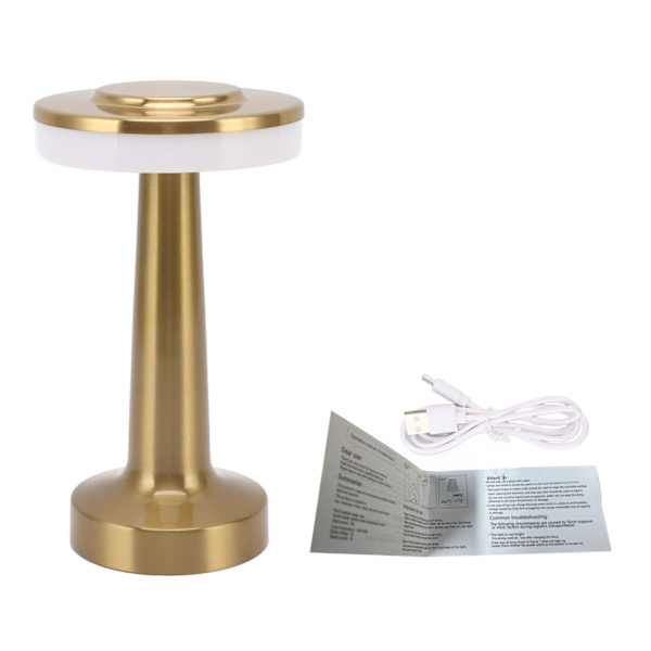 Vintage USB Laddbar Metallisk Skrivbordslampa - Touch-kontroll Nattlampa för Bar, KTV, Hotell & Café - Tri-färg Design för Mångsidig Atmosfär
