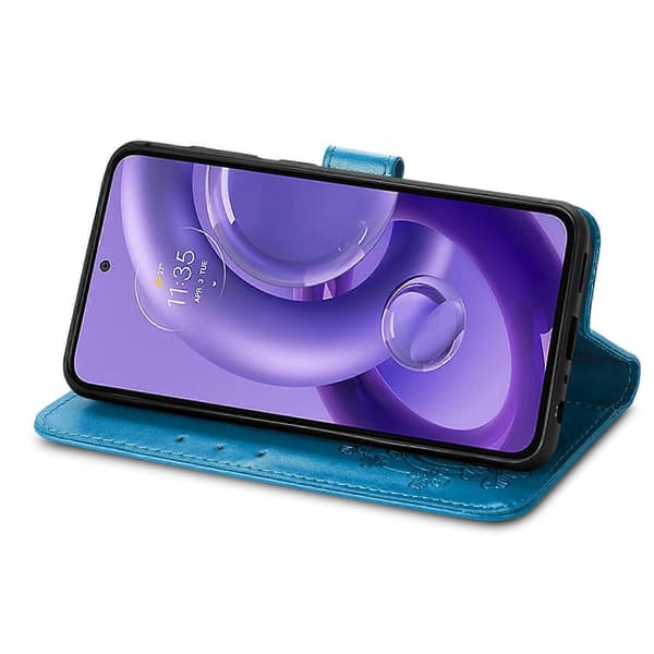 【bt02】Leather Case Compatible with Motorola Edge 30 Neo Blue