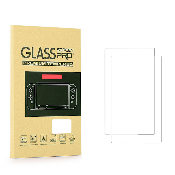 2 st. Härdat Glasskälmskydd Fingeravtrycksbeständigt Hög Hårdhet HD Klar Skärmskyddsfilm för Switch Host