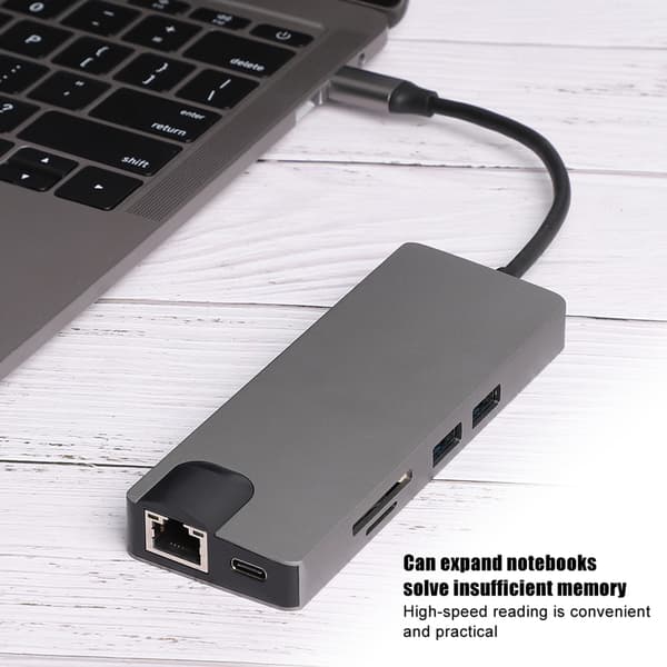 USB C Hub med Ethernet 2 USB 3.0 porte HDMI SD-kortlæser til bærbar computer kontortilbehør