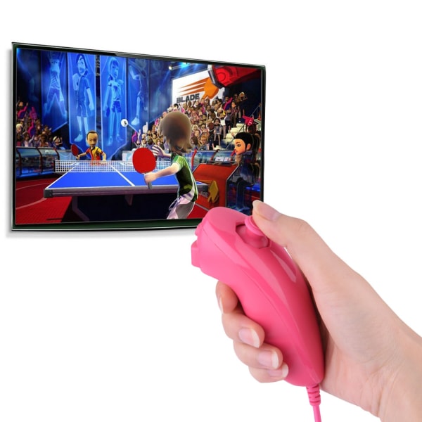 Buet spillhåndtak-kontroller Gamepad-fjernkontroll for Nintendo Wii (rosa)