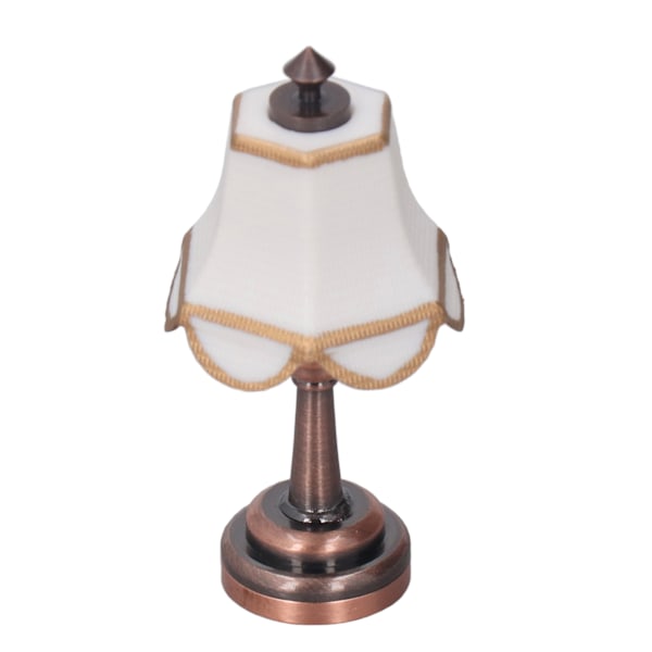 Elegant 1:12 Skala LED Dockhus Bordslampa - Miniatyrdesign i Metall och Plast, Batteridriven för Charmig Dekor.