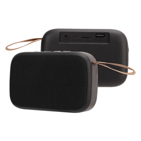 Langaton Bluetooth-kaiutin muovista ja kankaasta, ladattava 300 mAh, kannettava langaton kaiutin juhliin, rannalle ja leirintään, musta