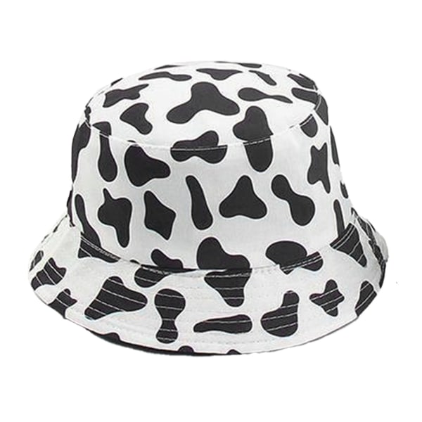 Unisex Bucket Hat printed casual muoti Pehmeä kaksinkertainen sivuhattu ulkokäyttöön kesäksi Double Black Cow Print