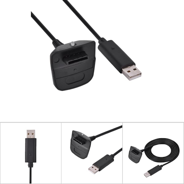 Microsoft Xbox 360:lle langaton ohjain USB-laturi nopea latauskaapeli (musta)