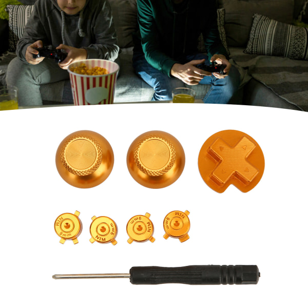 Spelplatta metallknappar Aluminiumlegering DIY-byte Spelkontrollknappdelar för Switch Pro Game Controller Guld