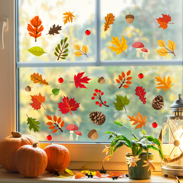 Fönsterklistermärken - 1 fantastiska dekorativa statiska klamrar med bladfruktdesign för att förhindra att fåglar kolliderar i dina fönster