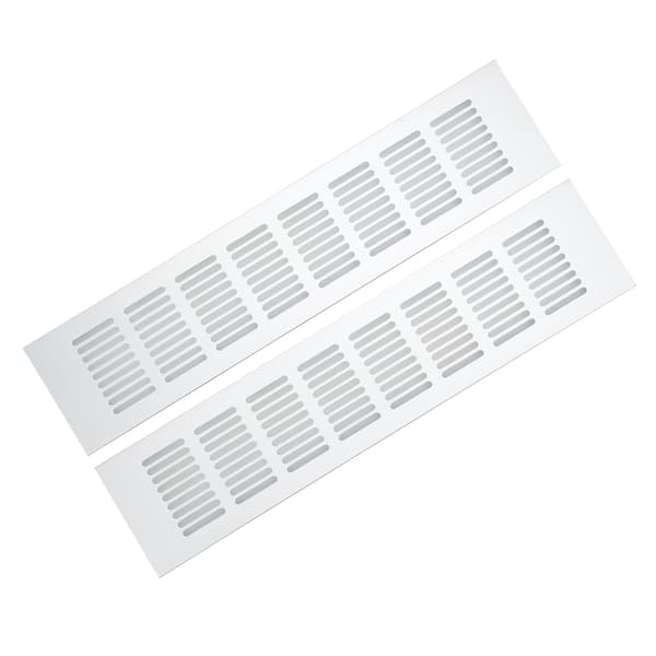 2 stk. rektangulær ventilationsrist i aluminiumslegering 80x350 mm til skabsskoskab