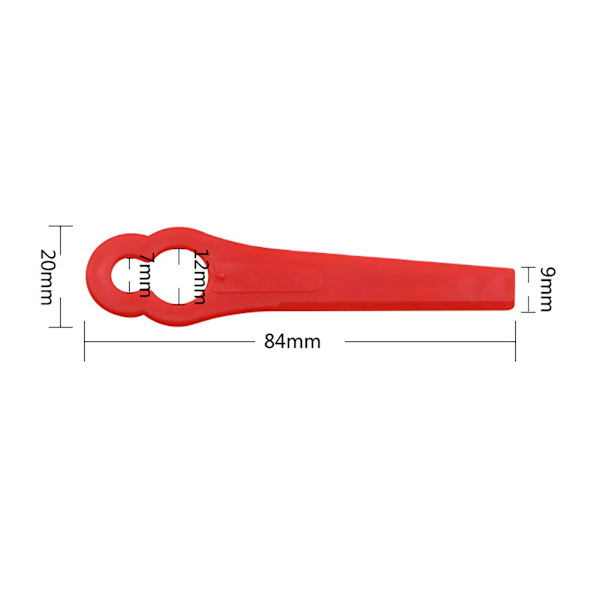 10 stk. 83mm Lange 10 x 5mm Udskiftningsklippere til Diverse Græsslåmaskiner Rød