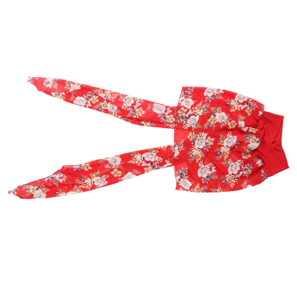 Mjuk Chemo Huvudbonad Turban Kvinnor Fashionabla Elegant Blommor Print Head Scarf Headwrap för Travel Red