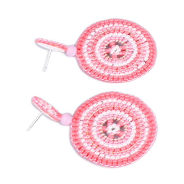 1 Par Frøperleøreringer Retro Etnisk Stil Lett Håndverk Sirkel Fargefast Perle Dråpeøreringer for Jenter Kvinner Rosa Fargerik