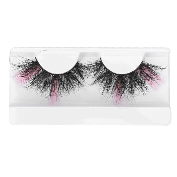 0.98in Wispy Fluffy Pink False Eyelashes Dramatiske Farvede Vipper 57A-92C