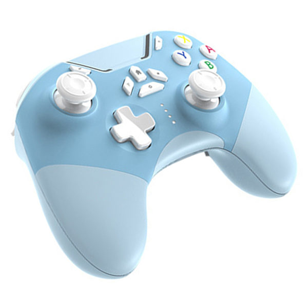 Bluetooth Spilcontroller Multifunktionel Trådløs Gamepad med Strømvisning til Switch PC Telefon Tablet TV Blå