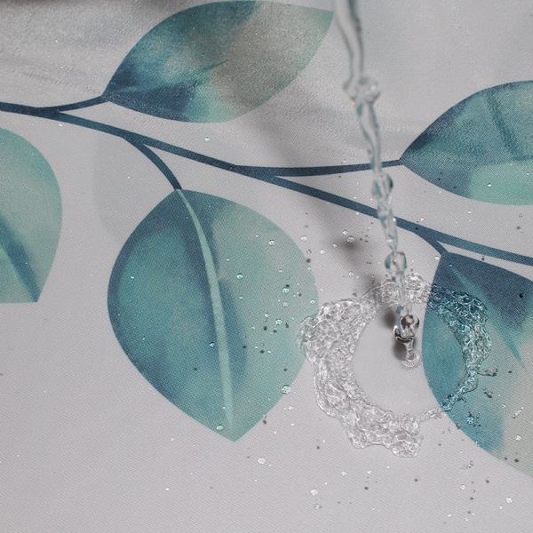 180 x 200 cm duschdraperi med 12 krokar Snabbtorkande (gröna löv), maskintvättbart vattentätt polyestertyg, badrumsgardiner