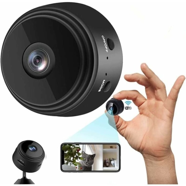 Spionkamera, HD trådlös övervakningskamera 1080P minikamera på batterier Nanny Sportkamera med rörelsedetektor, utomhus/inomhuskamera med Recordi