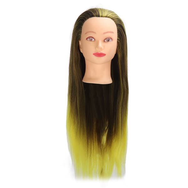 Hår Mannequin Hode Simuleringsblekk Gul Gradient Hårfletting Øvelseshode for Frisører