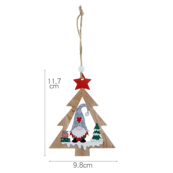 1kpl Puinen joulukuusen tyylinen joulukoristeen roikkuva kasvoton Xmas Tree Gnome -nukke Joulupuinen riipus