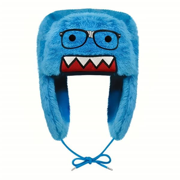 【bt02】Embroidered & Printed Domo-Kun Anime with Glasses - Cute Drawstring Pilot Hat for Theme Parties Green