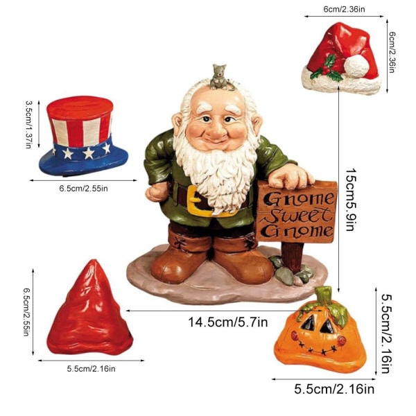 1 set/Trädgårdstomte Jul Halloween Påsk Oberoende Dag Staty Resin Yard Inomhus Hantverk Bild Färg 1