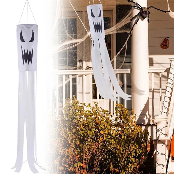 LED Ghost Windsock til Halloween, Udendørs Havepynt og Fest Hængende Rekvisitter 2 stk