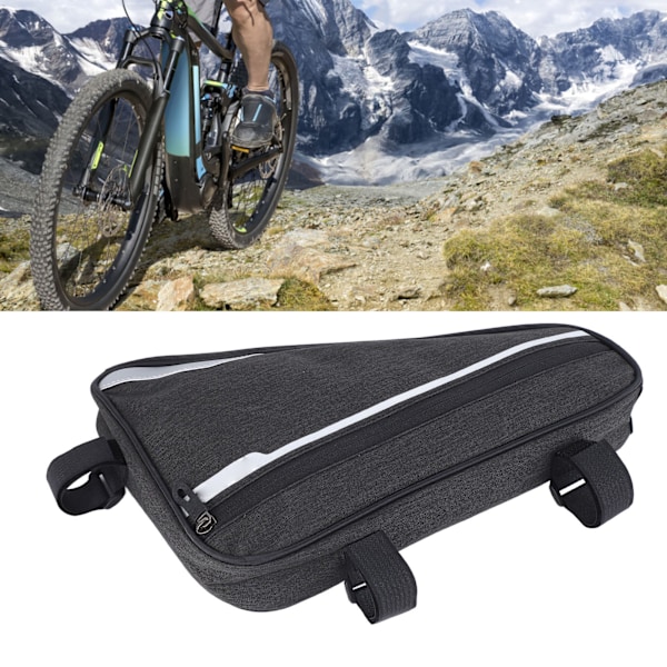Cykeltripod taske tilbehør 1,2L polyesterfiber vandtæt cykel overrør nederste hjørne taske sort