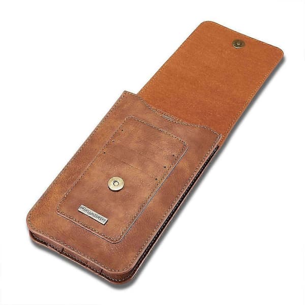 DG.MING Universal Cowskin Leather Protective Case Waist Bag Brown