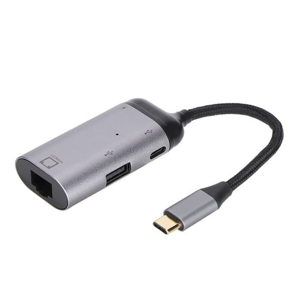 3-i-1 Typ C Adapter Hane till RJ45 PD USB A Hona Multifunktionell