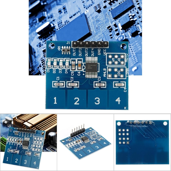 5 stk TTP224 4-kanals kapasitiv berøringssensormodul - Digital berøringssvitsjsystem