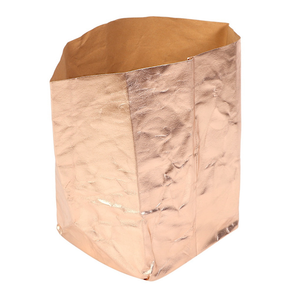 Kraftpapperspåse för plantering, tvättbar, återanvändbar, för trädgård, balkong, roséguld 20x20cm