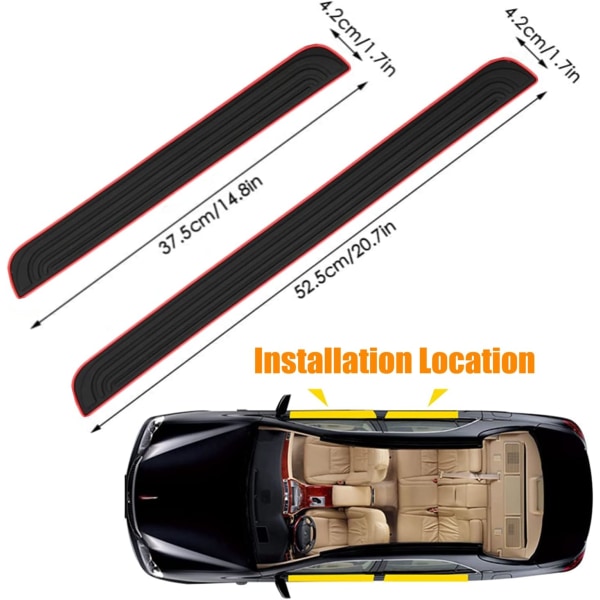 4 kpl auton kynnyslevyt kynnyslevyn suojat autotarrat liimakalvo suojaa oven kynnyssuoja auton kynnyslevy pehmeästä kumista P