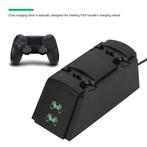 2-in-1 USB-kaksoislaturi teline latausasema PS4-ohjaimelle LED-valolla