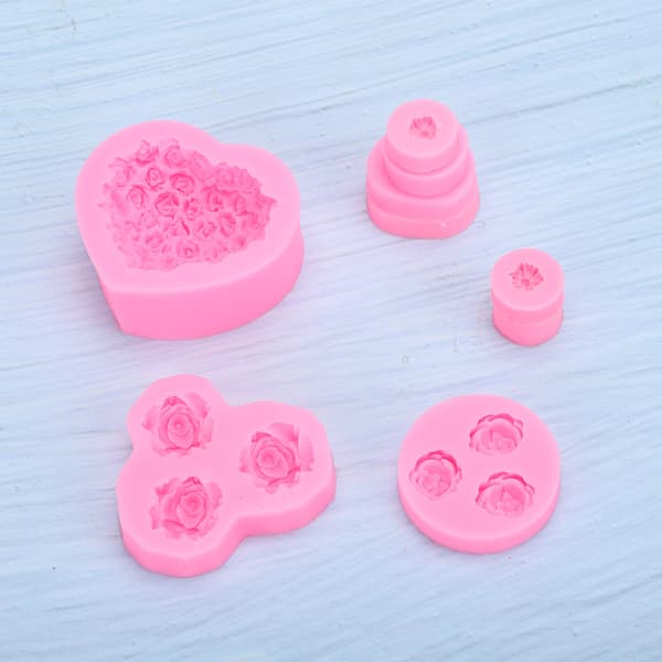 9 stk. Hjerte Rose Form Silikon Bakeform for Sjokoladekake DIY Verktøy