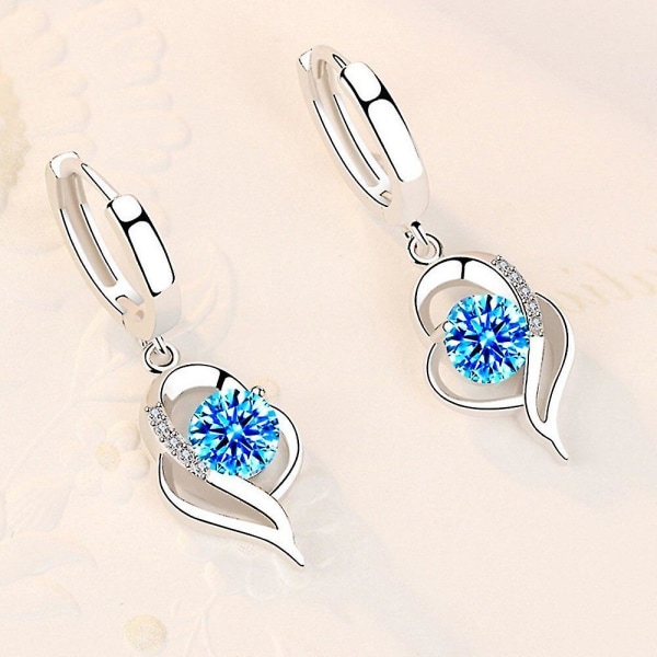 1 par högkvalitativa fyra färger metall kristall zirkon örhängen kvinnor personlighet smycken blå