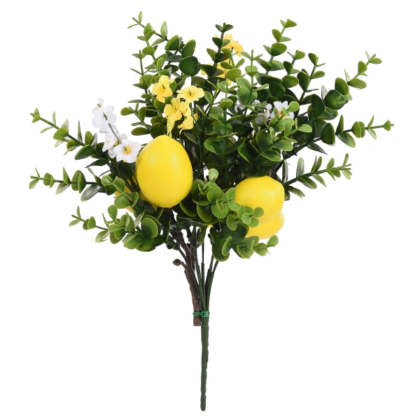 (5 citronfrukter) Vår och sommar dekoration eukalyptus citron tvåfärgade buketter (bukett)