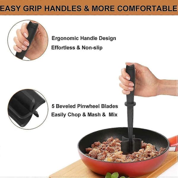 Köttkvarn, Multifunktionell köttfärsmaskin med 5 böjda blad, Hamburgerhackare i nylon, Non-stick mixhackare, Hacka och rör om köttmaskin