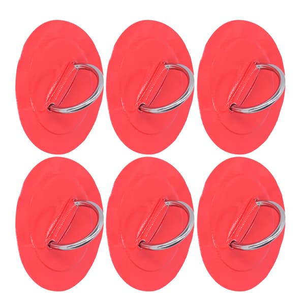 6 stk oppblåsbar båtkajakk D-ring Pad Patch Marine fast spenne med elastisk strikk (rød)
