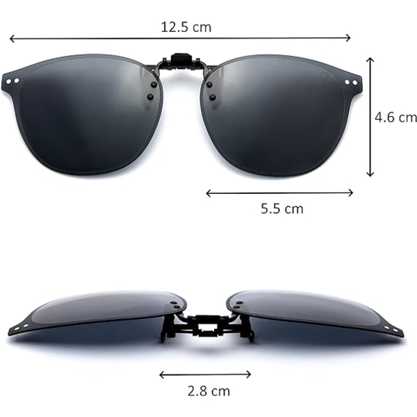 Polariserte solbriller med klips, løftbare og ultralette, overbriller, solklemme, menn, kvinner, anti-UV