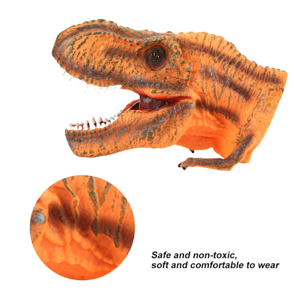 Børns Bløde Dinosaur Hoved Hånddukke Historie Rolleleg Sjov Legetøj Model Handsker Tyrannosaurus Rex