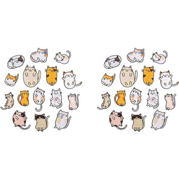 Brodeeratut silitysmerkit, 30 kpl Söpöjä kissan kirjontakuvia takkeihin Ompelu Applikaatio Tee itse tarvike
