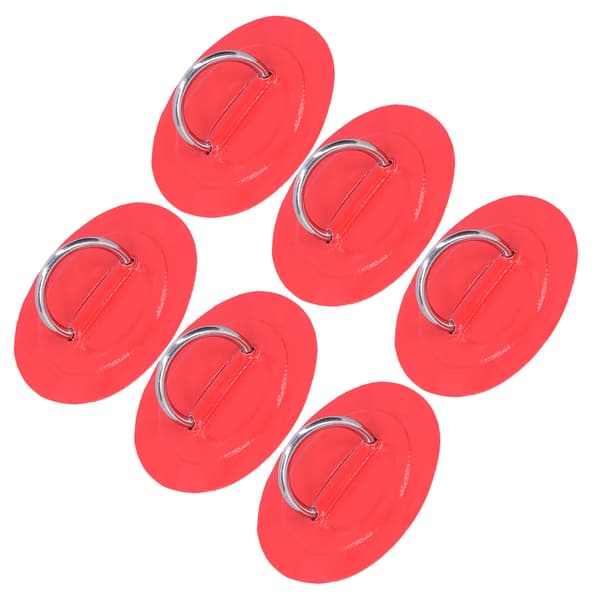 6 stk oppblåsbar båtkajakk D-ring Pad Patch Marine fast spenne med elastisk strikk (rød)