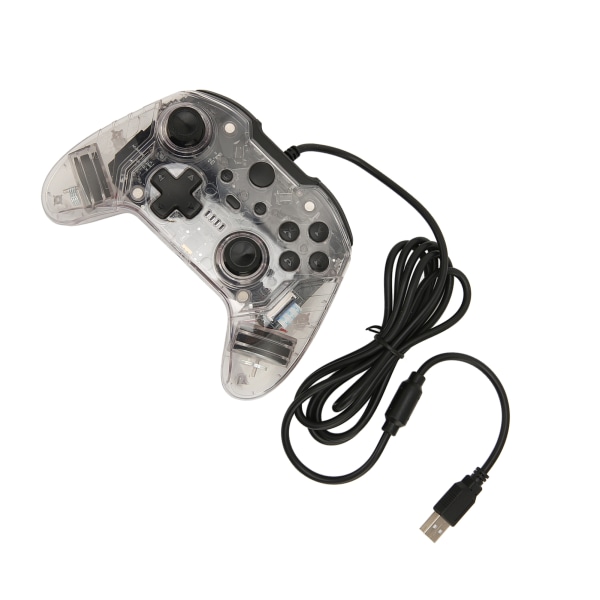 Kablet Game Controller med Dobbelt Vibration, RGB Transparent Skall, Gamepad Joystick til Xbox PC Hvid