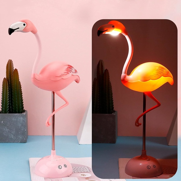 1 stk Flamingo skrivebordslampe, søt rosa lampe Kawaii skrivebordstilbehør