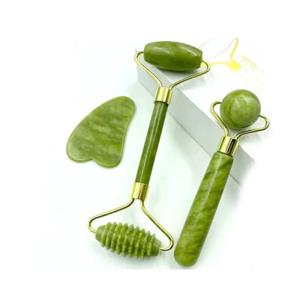Complete Jade Roller Set / Facial Massage / Jade Roller Set Green