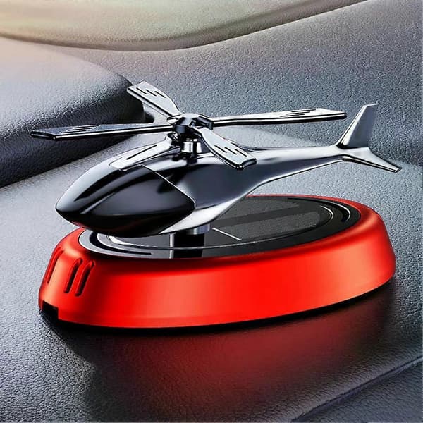 【02】Bilduft Helikopter Bilduftfrisker ornamenter Indretning Solar Roterende Aroma Diffuser til Kontor Red