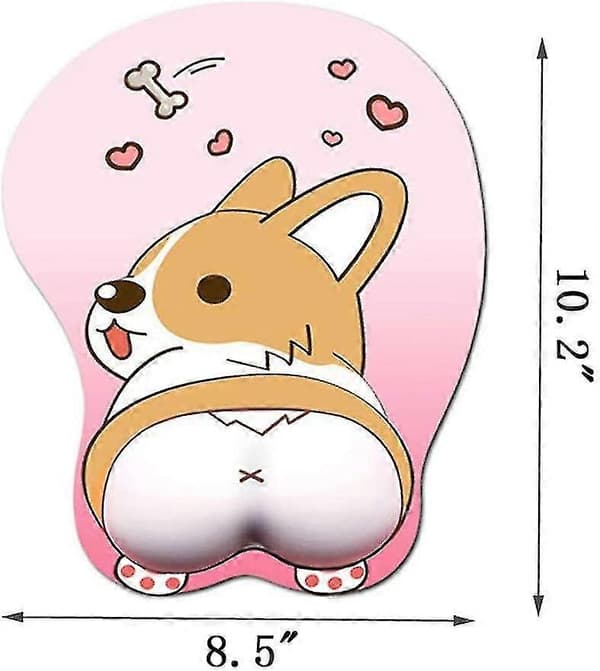 Musemåtte med håndledsstøtte Gel Ergonomisk 3D Musemåtte Anime Corgi Hund Musemåtte Gaming Musemåtte til PC Bærbare computere (pink) G