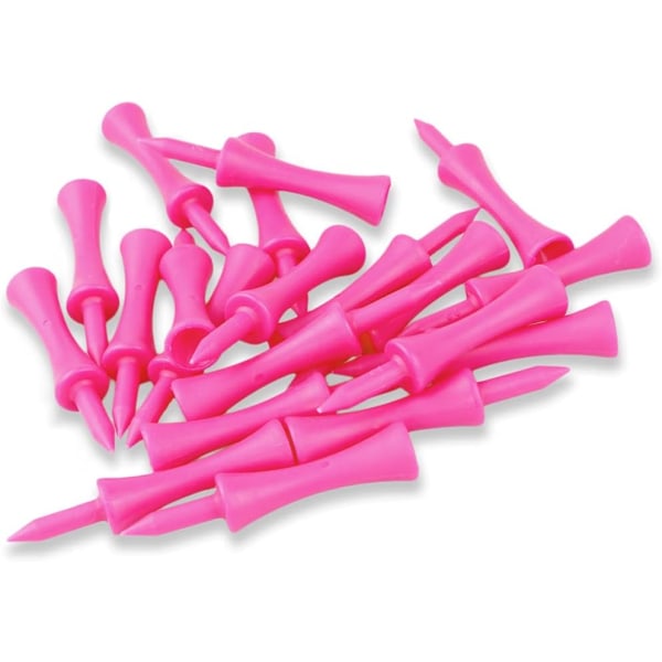 Pakkauksessa 100 vaaleanpunaista 57 mm muovista golf-paitaa