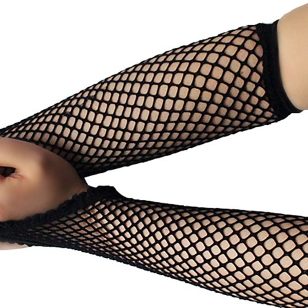 Unisex näthandskar Fingerlösa nylon Bekvämt att bära Vintage Mesh handskar för dansföreställningar Svart Fri storlek