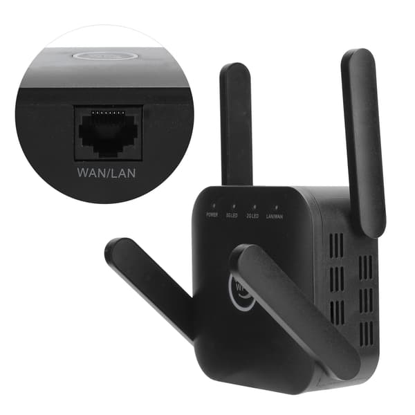 Trådløs WiFi Repeater Signalforstærker Range Extender 110-240V AC Sort EU Stik