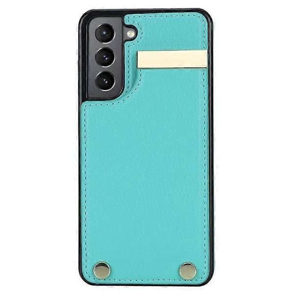 Compatible with Samsung Galaxy S21 FE 5G Mobile Phone Case, Drop-Proof Card Holder Case with Hardware Decoration LightGreen